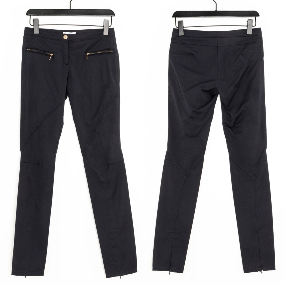 Versace Collection Black Skinny Pants with Gold Zippers